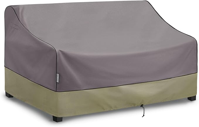 KylinLucky Large Waterproof Patio Sofa Cover 88 x 40 x 33 inches 600D, Heavy Duty 3-Seater Outdoor Couch Cover with Air Vent & Straps, Grey by KylinLuckyOutdoorFurnitureCovers