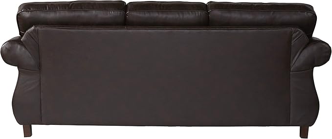 Leinster Faux Leather Sofa and Loveseat with Antique Bronze Nailheads in Espresso