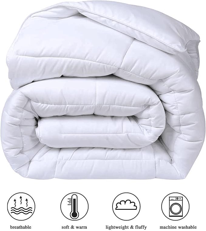 COHOME Queen Size Cooling Comforter, All-Season Quilted Down Alternative Duvet Insert, Luxury Hotel Breathable GentleSoft Comforter with Anti-Clump Tech & 8 Tabs - Reversible - White 88“ x 88” inches