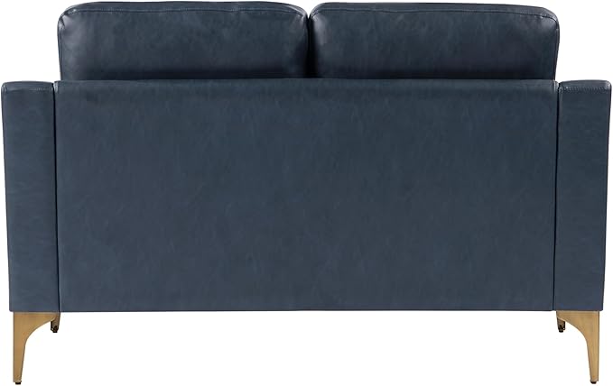 Serta Triton 55.5" Loveseat, Transitional Modern, Dreamcoil Comfort, Metal Legs, Vegan Leather, Navy Blue