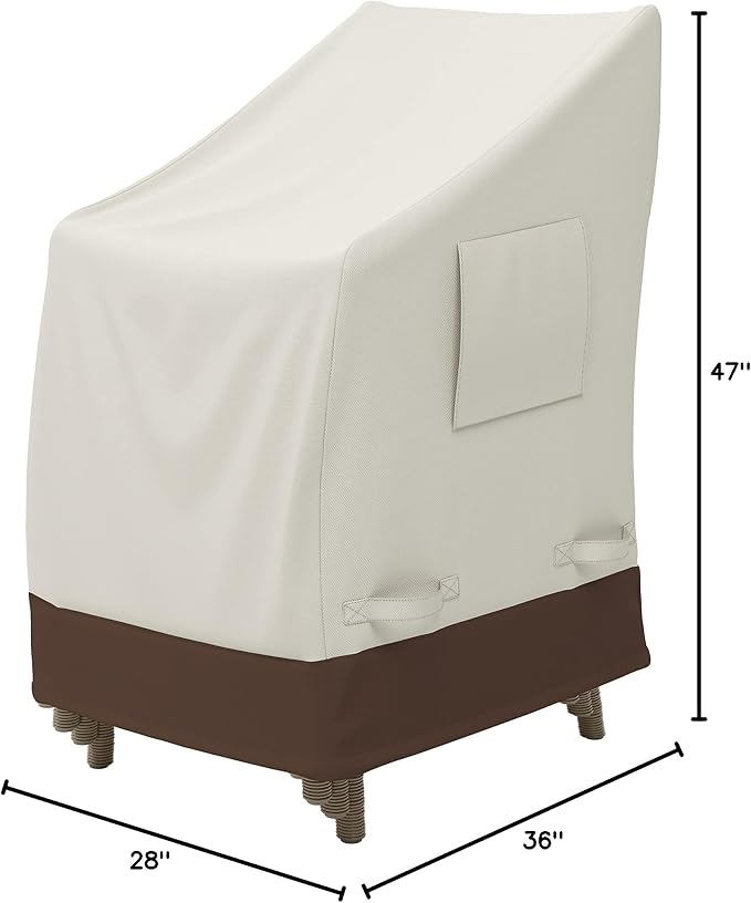 Amazon Basics Outdoor Stackable Chairs Cover, Waterproof, Anti-UV, Weather Resistant, Durable, Beige/Tan - Image 6