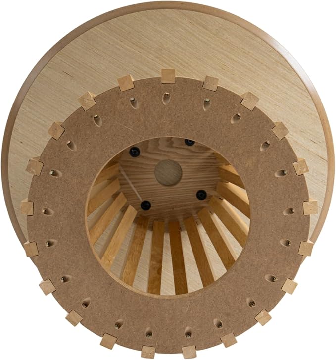 LukeAlon 24" Round Coffee Table, Mid Century Modern Wooden Center Table with Columnar Wood Strips Base Sofa Side Table Circle Tables for Living Room Small Space,Oak Color
