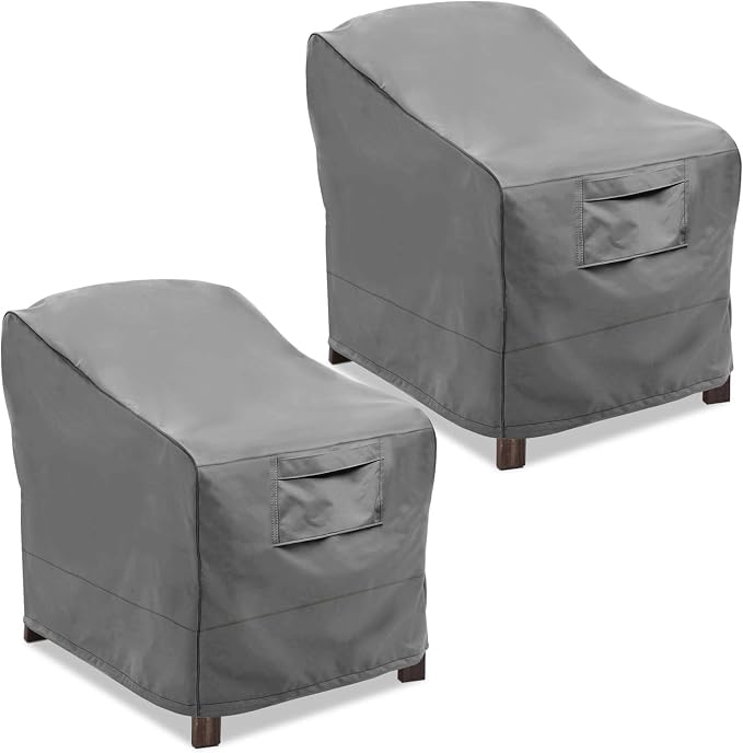 Vailge Patio Chair Covers, Lounge Deep Seat Cover, Heavy Duty and Waterproof Outdoor Lawn Patio Furniture Covers (2 Pack - Medium, Grey) by VAILGE