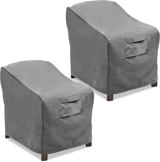 Vailge Patio Chair Covers, Lounge Deep Seat Cover, Heavy Duty and Waterproof Outdoor Lawn Patio Furniture Covers (2 Pack - Medium, Grey) by VAILGE