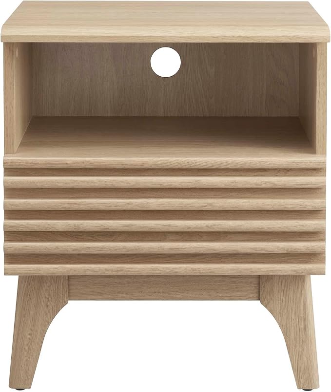 Modway Render Mid-Century Modern, One-Drawer Nightstand, Oak - Image 6