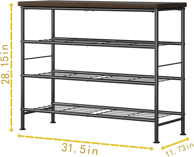 SUOERNUO Shoe Rack Organizer 4 Tier for Closet Entryway Free Standing Metal Storage Shoe Shelf with MDF Top Board，Black - Image 6