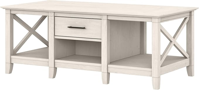 Bush Home Key West Coffee Table with Storage in Linen White Oak