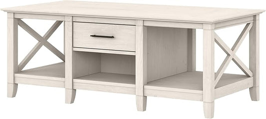 Bush Home Key West Coffee Table with Storage in Linen White Oak