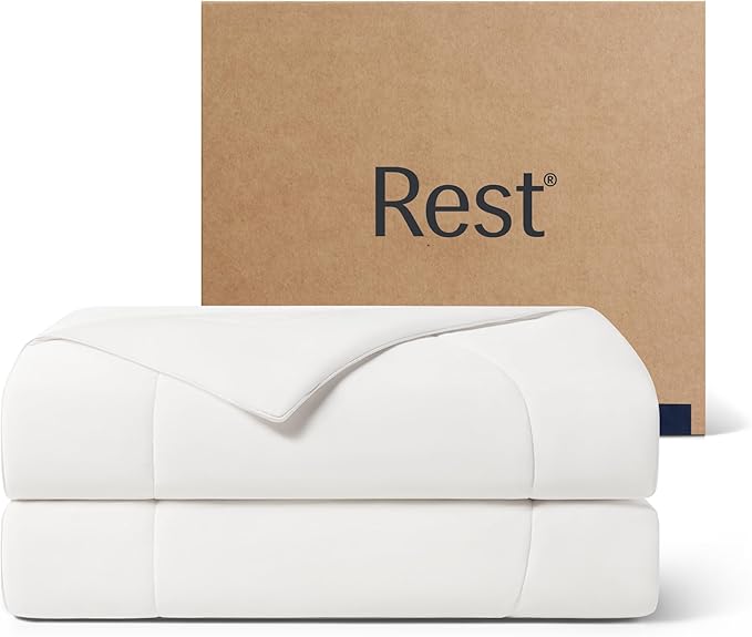 REST® Evercool® Cooling Comforter, Twin/Twin XL, Blanket for Hot Sleepers, All Season Bedding to Keep Cool for Night Sweats, Breathable Lightweight Blanket, 68"x90" Inches, Arctic White