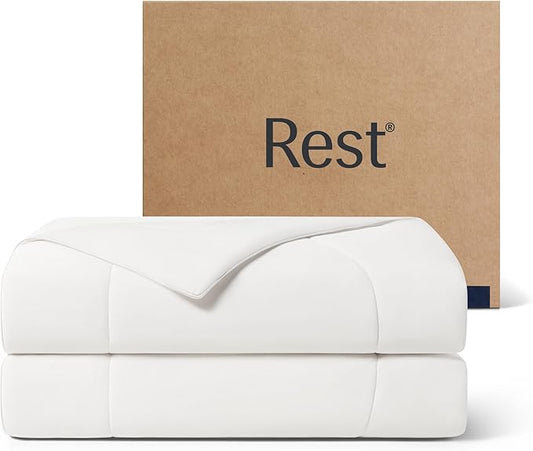 REST® Evercool® Cooling Comforter, Twin/Twin XL, Blanket for Hot Sleepers, All Season Bedding to Keep Cool for Night Sweats, Breathable Lightweight Blanket, 68"x90" Inches, Arctic White