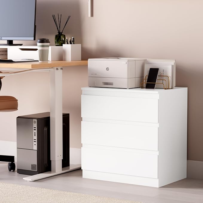 OtterOasis White Wood Dresser for Bedroom, 3 Drawer Dresser for Clothes Storage, Modern Dressers with Wide Drawers, Wide Wooden Chest Drawers for Living Room, Entryway, TV Stand - Image 8