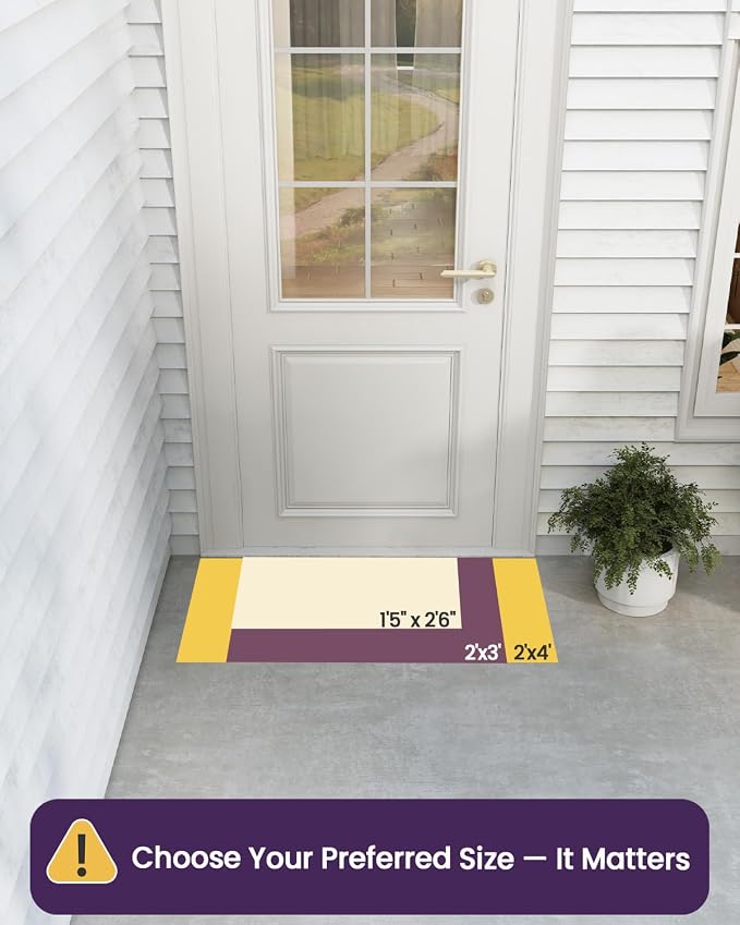 DEXI Front Door Mat Outside Entrance, 17x30 Entryway Rubber Back Doormat Heavy Duty, Non Slip Low Profile Welcome Entry Mats for Inside House Floor Exterior Patio, Black - Image 2