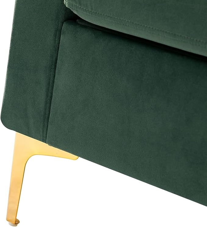 HULALA HOME Velvet Accent Club Chair, Modern Velvet Armchair Upholstered Accent Club Sofa Chair with Gold Metal Legs Mid-Century Barrel Leisure Comfy Reading Armchair, Green