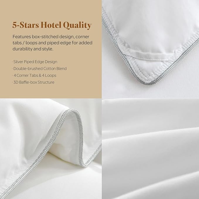BPC Luxury Feather Down Comforter California King - Royal-Hotel Duvet Insert All Seasons, Cloud-Like Fluffy with Ultra-Soft Cotton Blend Cover, White, 104"x96"