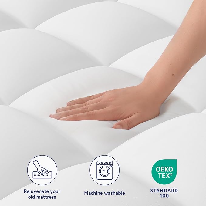 ELEMUSE Twin XL Mattress Topper for Dorm Bed, College Dorm Room Essentials for Girls&Guys, Soft Comfortable Bed Upgrade for Back to School, Apartment&Rental Use