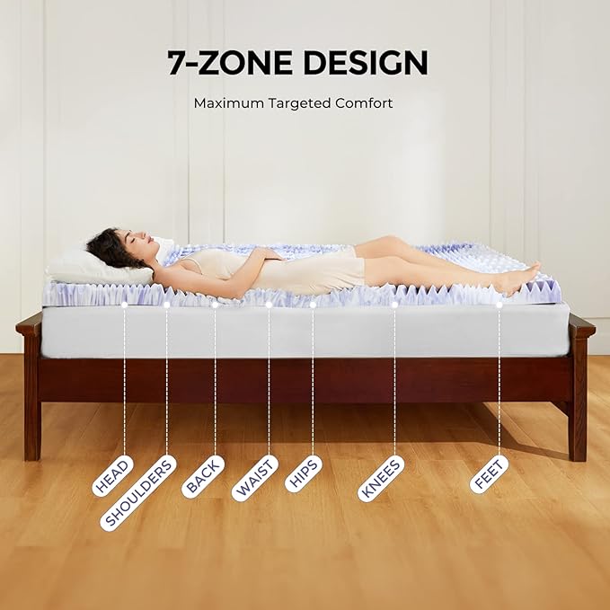 Dreamsmith 3 Inch Mattress Topper 7-Zone Memory Foam Mattress Topper Pressure Relief Soft Mattress Pad, Made with CertiPUR-US® Certified Foam, Twin XL Size Bed