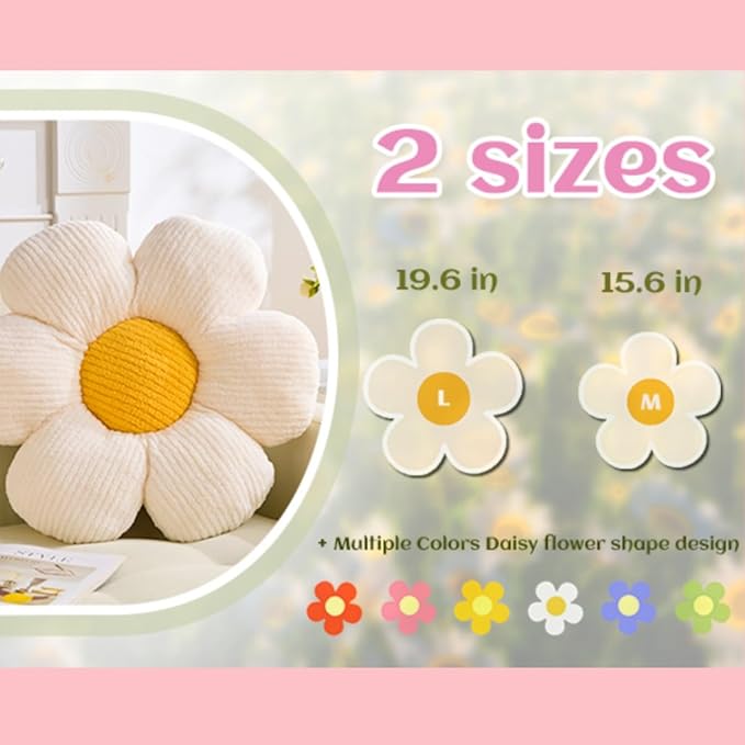 Flower Pillow, Cute Daisy Pillow Orange Flower Shaped Throw Pillow Cushion Seating 15.75" Floor Pillows Home Decorative