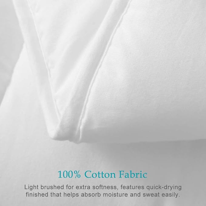100% Cotton Cover Down Alternative Comforter Queen - All Season Ultra-Soft Skin-Friendly Cloud Breathable Microfiber Comforter Duvet Insert (90x90, White)