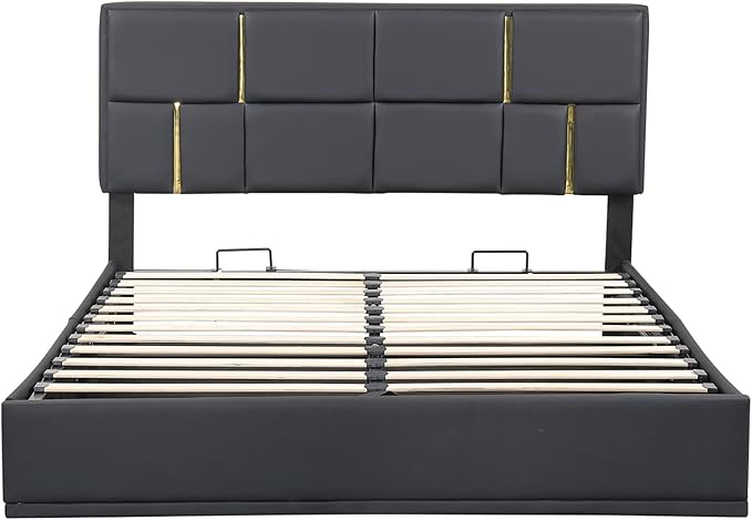 2 Piece Queen Size Bedroom Sets with Ottoman Hydraulic Storage Bed Frame with Headbaord and Storage Bench - Black