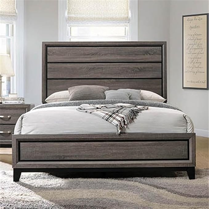 Stonecroft Furniture Sunset Avenue 5 Piece Queen Bedroom Set, Gray Oak Finish, Asian Hardwood Construction, Includes Bed, Dresser, Mirror, Chest, and Nightstand, Traditional Style Master or Guest