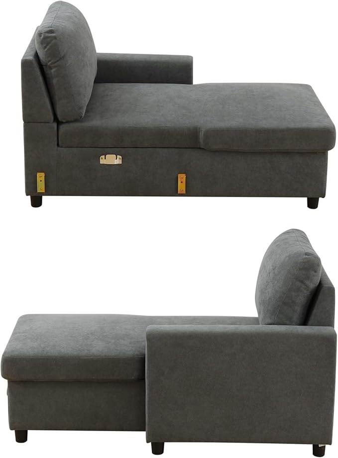 83 Inch Pull Out Couch, Convertible Sofa Bed for Living Room, Comfortable Sleeper Sofa with Pull Out Bed, Modern Sectional Couches with Storage Chaise, Easy Assembly for Apartment, Dark Grey