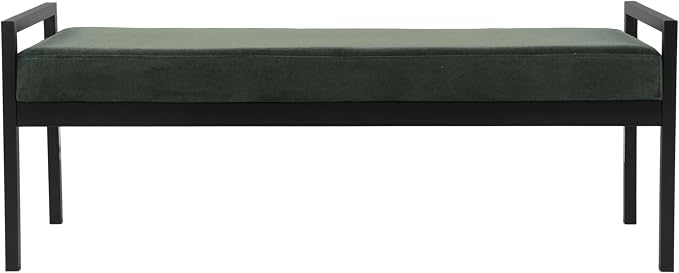 HomePop Modern Velvet Metal Bench| Modern Bench with Metal Leg | Bench for Living Room & Bedroom | Decorative Home Furniture - Loden Green Velvet - Image 6
