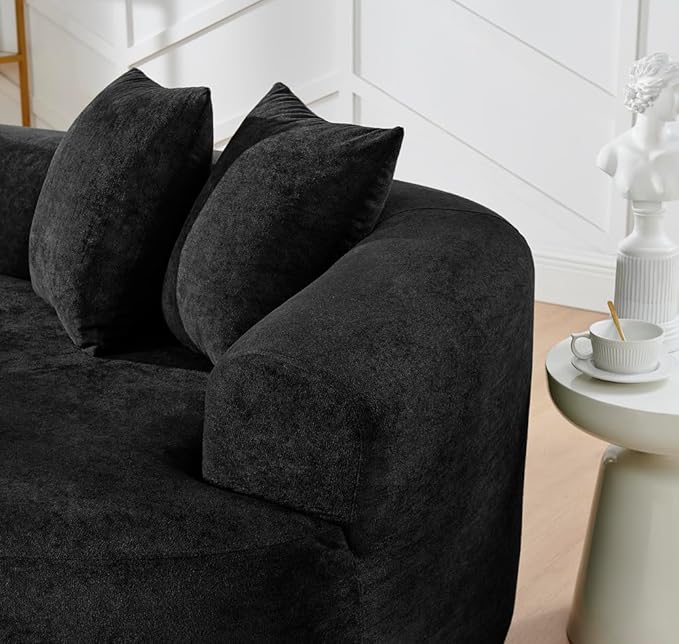 Curved Boneless Sofa Couches 4-Seat Tight Backrest Couch for Living Room Bedroom, Boneless Cloud Sofa with 4 Pillows, Floor Sofa in A Box No Assembly Required