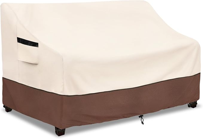 Patio 3-Seater Sofa Cover,Outdoor Couch Cover Fits up to 76W x 32.5D x 33H Inches,100% Waterproof Heavy Duty Patio Furniture Covers,Beige&Brown by LSongSKY