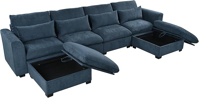 U-Shaped Modular Sofa Freely Transformable Living Room Corner Couch with Two Ottomans, Suitable for Home