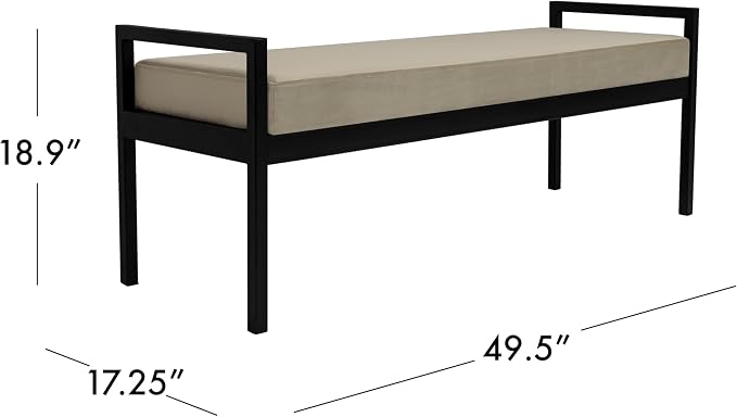 HomePop Modern Velvet Metal Bench| Modern Bench with Metal Leg | Bench for Living Room & Bedroom | Decorative Home Furniture - Fawn Velvet - Image 3