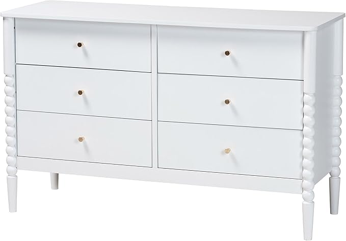 Baxton Studio Lucera Bobbin Wood Bedroom Set, 4-Piece, Full, White