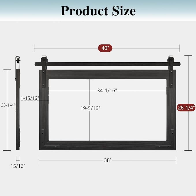 Farmhouse Mirror for Bathroom, 40x26 Inch Black Vanity Mirror for Wall, Wood Framed Rustic Mirror Rectangular Wall Decor Mirrors for Entryway Living Room Bedroom - Image 6