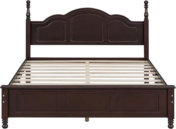 Harper & Bright Designs 3-Piece Queen Bedroom Set, Retro Style Wooden Bedroom Furniture Set with Queen Size Bed Frame and Two Nightstands for Kids Teens Adults Bedroom, Dark Walnut