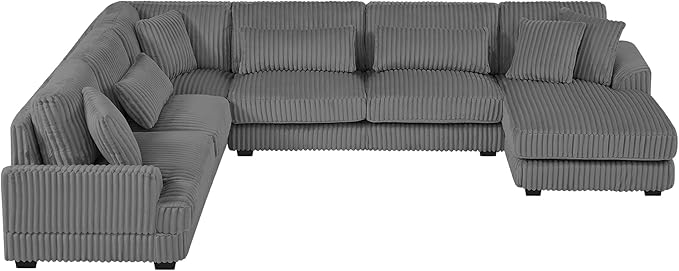 129" Oversized Sectional Sofa U Shaped Sofa Modern Couch Upholstered Couches with Chaise Lounge for Living Room, Dark Gray