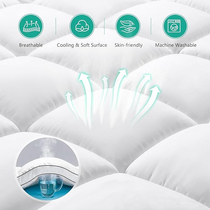 Dual Layer 4 Inch Memory Foam Mattress Topper King Size - 2 Inch Cooling Gel Memory Foam Plus 2 Inch Pillow Top Thick Mattress Pad - Pressure-Relieving Comfort