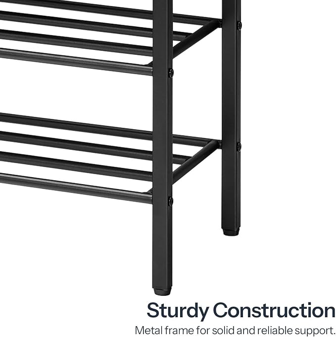 HOOBRO Shoe Bench, Storage Bench with Cushion, Entryway Bench Shoe Shelf with Seat, 12 x 29.5 x 18.1 Inches, Shoe Rack for Living Room, Bedroom, Hallway, Dark Gray BGZ95HX01 - Image 9
