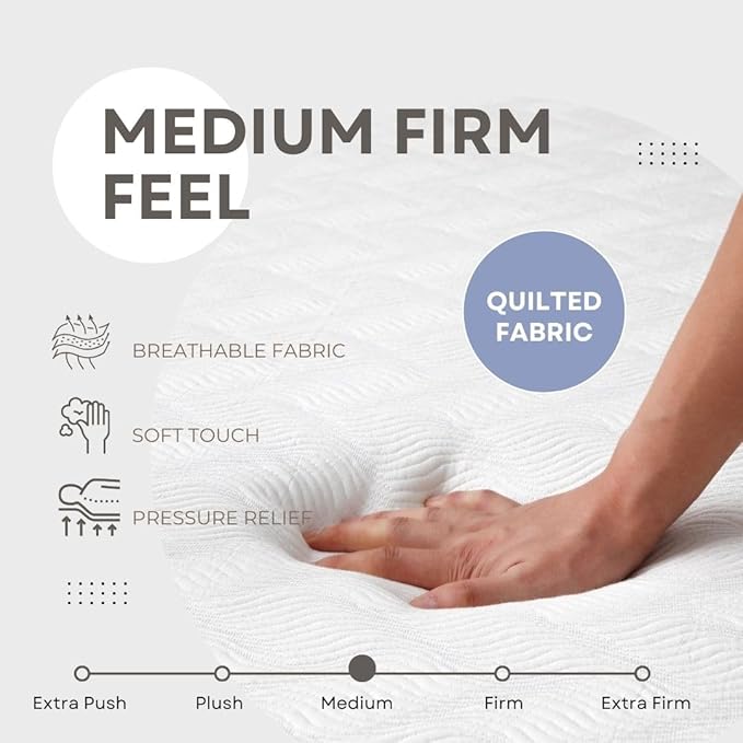 L’Baiet 6 Inch Gel Memory Foam Mattress, Full Size - Bed in a Box - Medium Firm - Breathable Cooling-Gel Comfort Technology - Pressure Relief Comfy Support Soft Fabric Cover - CertiPUR-US Certified