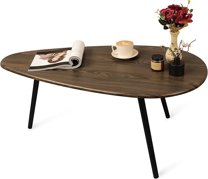 Modern Coffee Table for Living Room Small Mid Century Coffee Tables Rustic Oval Coffee Tables Retro Accent Sofa Center Tables for Living Room Easy Assembly 22" D x 43" W x 18" H