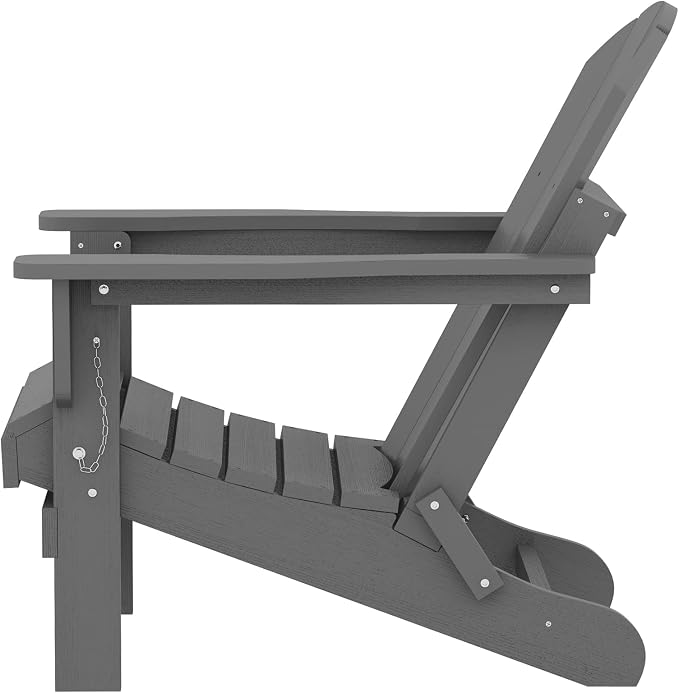 SERWALL Foldable Adirondack Chair Set of 4 for Patio Garden Outdoors Fire Pit-Gray - Image 10