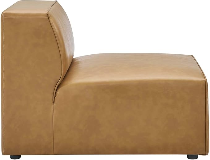 Modway Mingle Vegan Leather 7-Piece Sectional Sofa in Tan