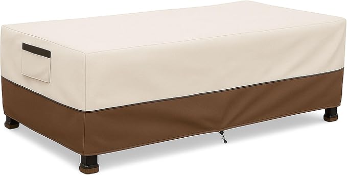 Waterproof Patio Coffee Table Cover, 600D Heavy Duty Outdoor Furniture Covers, Weather & UV Resistant, Windproof with Buckles, Rectangular Table Cover for Backyard Patio 36 x 24 x 16 in, Beige & Brown by Unknown