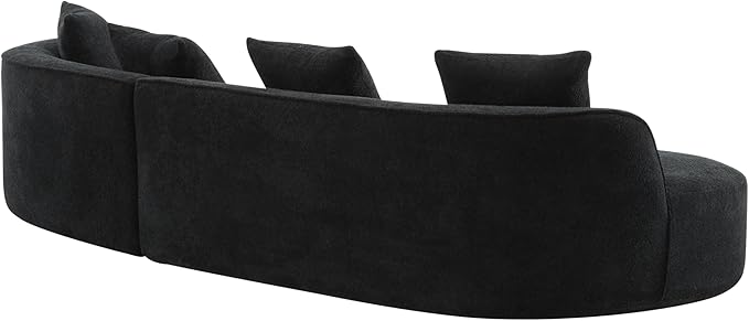 Christopher Knight Home Braebt 126" Sectional Sofa with 4 Throw Pillows, 5-Seater Large Modular Sofa Couches, Comfy Curved Upholstered Cloud Couch for Living Room, Study, No Assembly Required, Black