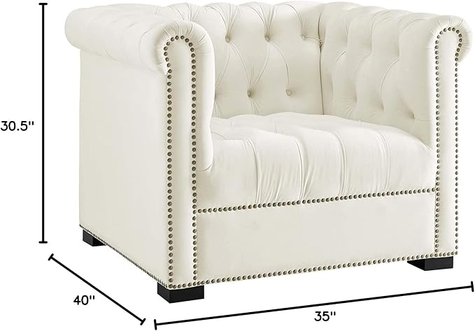 Modway EEI-3065-IVO Heritage Upholstered Velvet Armchair, Ivory
