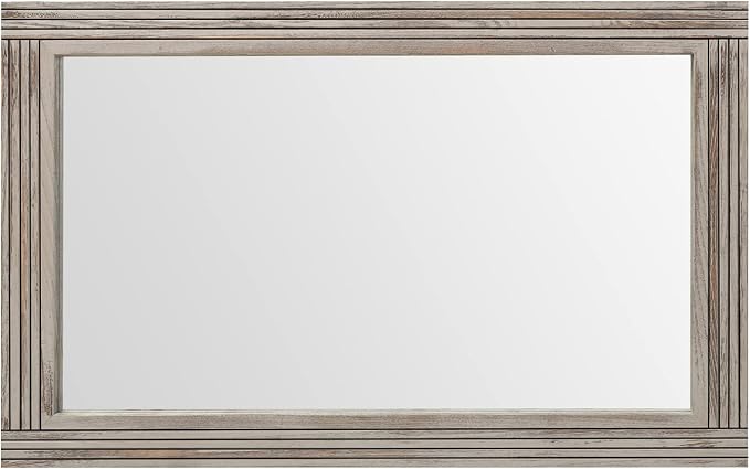 YOSHOOT Hand-Made Wooden Spliced Wall Mirror for Bathroom, Rustic Farmhouse Vanity Mirror, Décor Wall Art, Solid Wood Frame, Vertical or Horizontal Hanging, 72" x 36", Grey - Image 3