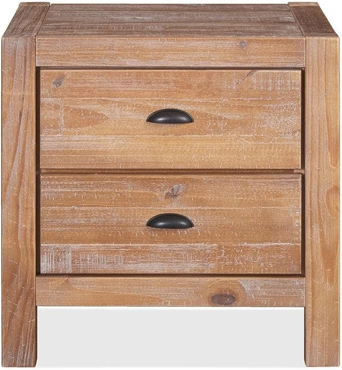 Grain Wood Furniture Montauk 2-Drawer Bedside Nightstand, Solid Wood with Rustic Walnut Finish - Image 4