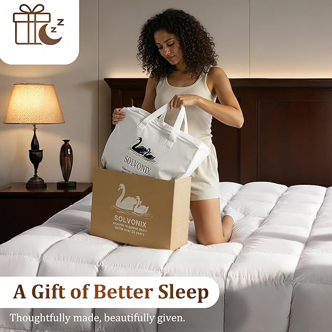 Goose Down Fiber Comforter King Size – All Season Naturally Breathable Duvet Insert,Cotton-Poly Blend Fabric, 8 Corner Tabs (White, King(106"x90"))