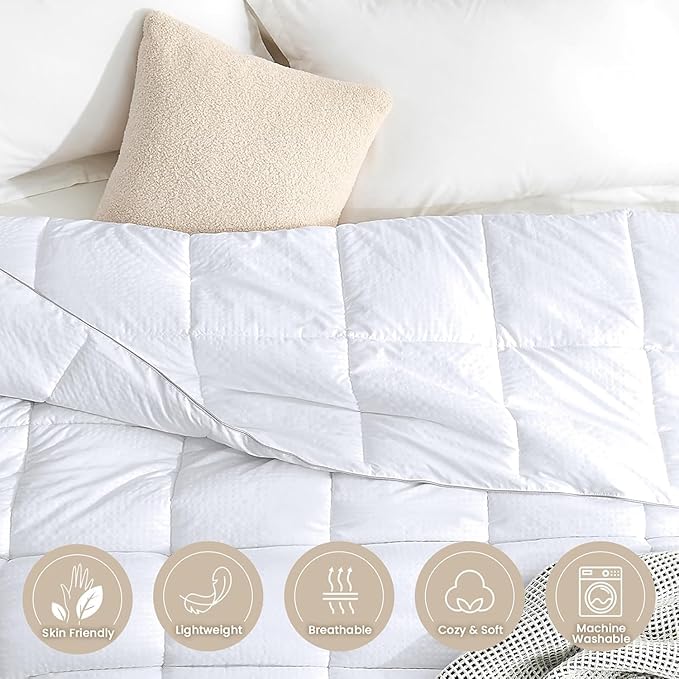 Homelike Moment Comforter King Size - White Duvet Insert Down Alternative Bed King Comforter, Lightweight Bedding Comforters Quilted Soft All Season with Coner Tabs White Square Embossed