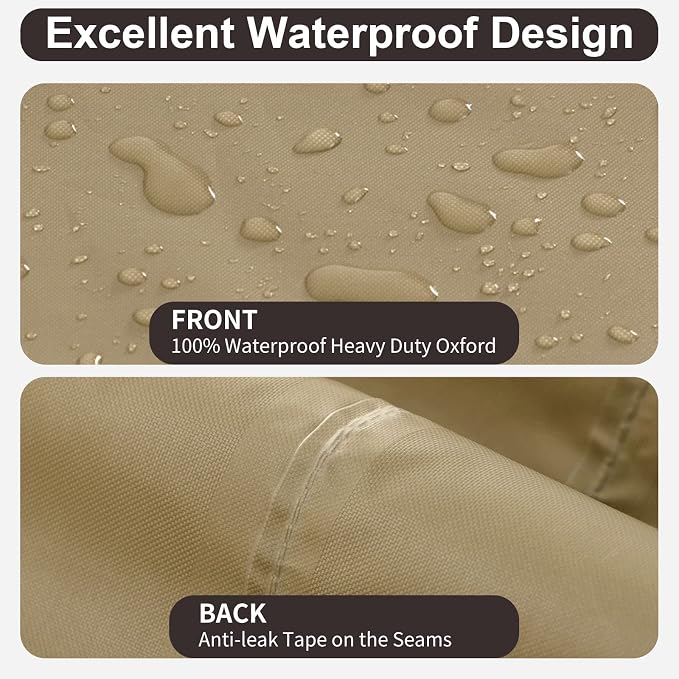 PureFit Outdoor Sectional Sofa Cover Waterproof L Shaped Patio Furniture Covers for Deck, Lawn and Backyard, 83”x104” Left Facing, Camel - Image 4