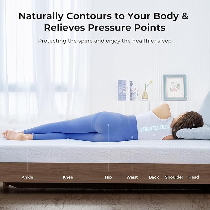 HOMRELEXA Cooling Mattress Topper Twin XL Size 4 Inch, Cooling Gel & Bamboo Charcoal Memory Foam Mattress Topper for Back Pain Relief, Firm Dual-Layer Foam Bed Pad with Removable Cover College Dorm