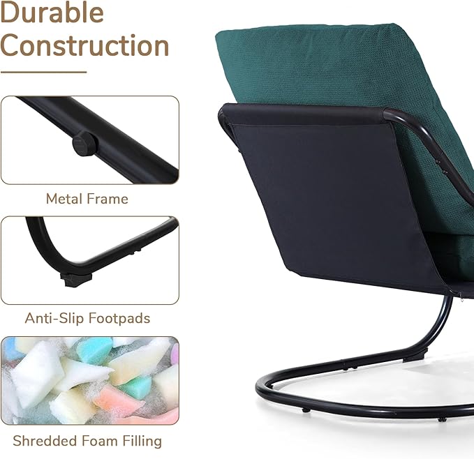 Peace nest Modern Accent Chair,Comfy Living Room Suspended Chair with Mental Frame,Bedroom Armchair with Soft Upholstered Cushion for Balcony Lounge Reading Meeting Room,Blue
